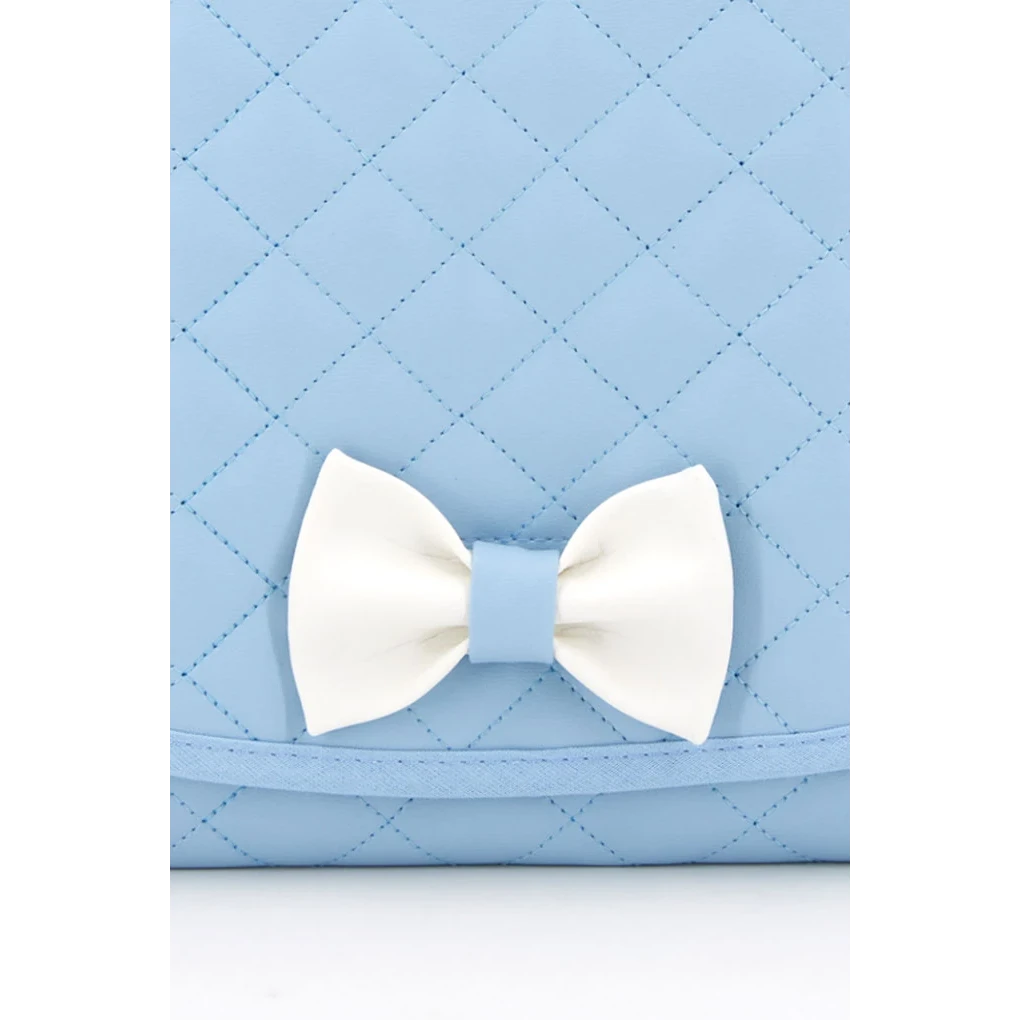 Matelas à langer matelassé pour bébé avec nœud, bleu