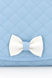 Matelas à langer matelassé pour bébé avec nœud, bleu