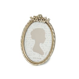  Oval antique-style frame, 10 x 15 cm, with decorative floral accents in a vintage gold finish.