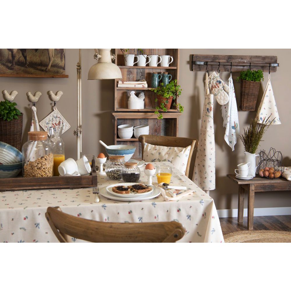 Keukenschort 70x85 cm Beige Blauw Katoen Kip en Haan BBQ Schort