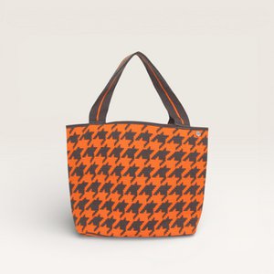 Ovale Tasche mit Hahnentrittmuster | Mandarine