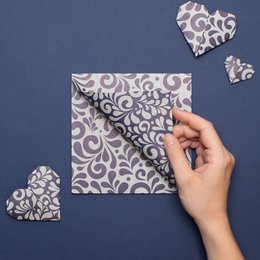 Hessisches Origami Papier "Bembel" zum Weihnachtsdeko Basteln - Zweiseitiges Bastelpapier in Grau und Blau aus Recyclingpapier