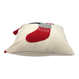 Decorative pillow with punch embroidery - Christmas - Christmas sock - 43 x 43cm
