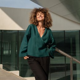 Top cruzado de lino Thea