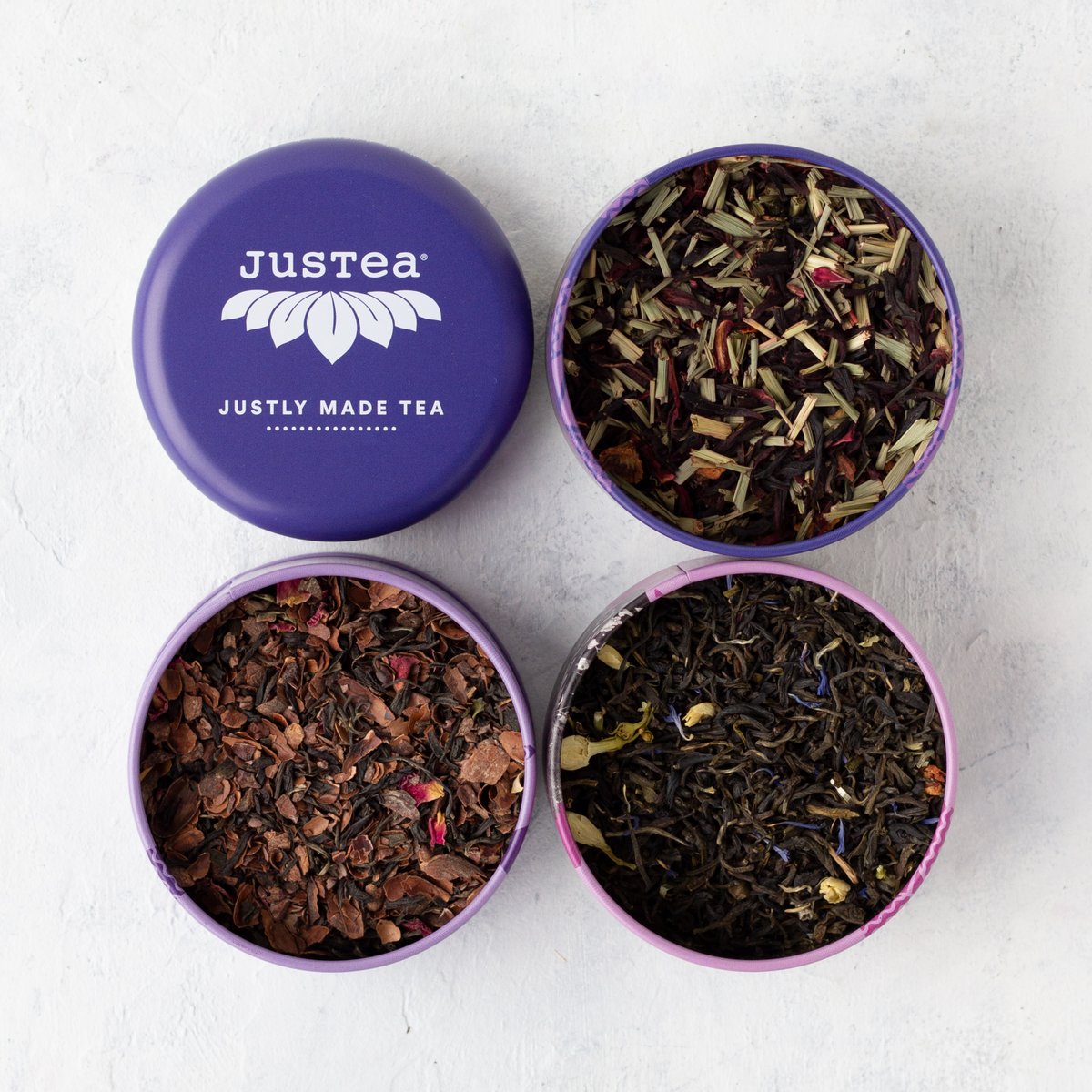 Justea | Trio Purple Tea | Zęby na herbatę w stosach luźne herbatę