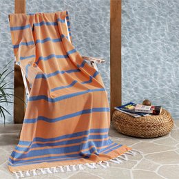 Orange with Royal Blue Stripes
