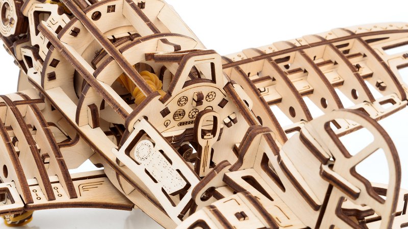 Eco Wood Art (EWA) 3D Mechanische Puzzel -Flugzeug, 1607, 42x28,7x15,4 cm