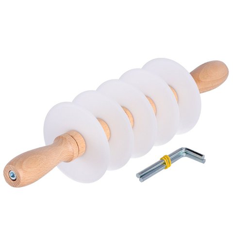 Rolling pastry cutter with 5 smooth plastic blades  
