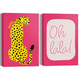 Schilderijen set  Roze Safari 30x20