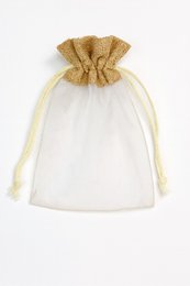 Giftbag made of organza and jute with string (10 pcs)