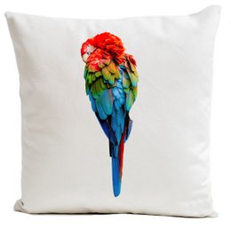 Bird Cushion, Red Parrot