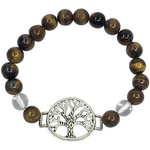 Armband Tijgeroog & Kwarts met Levensboom
