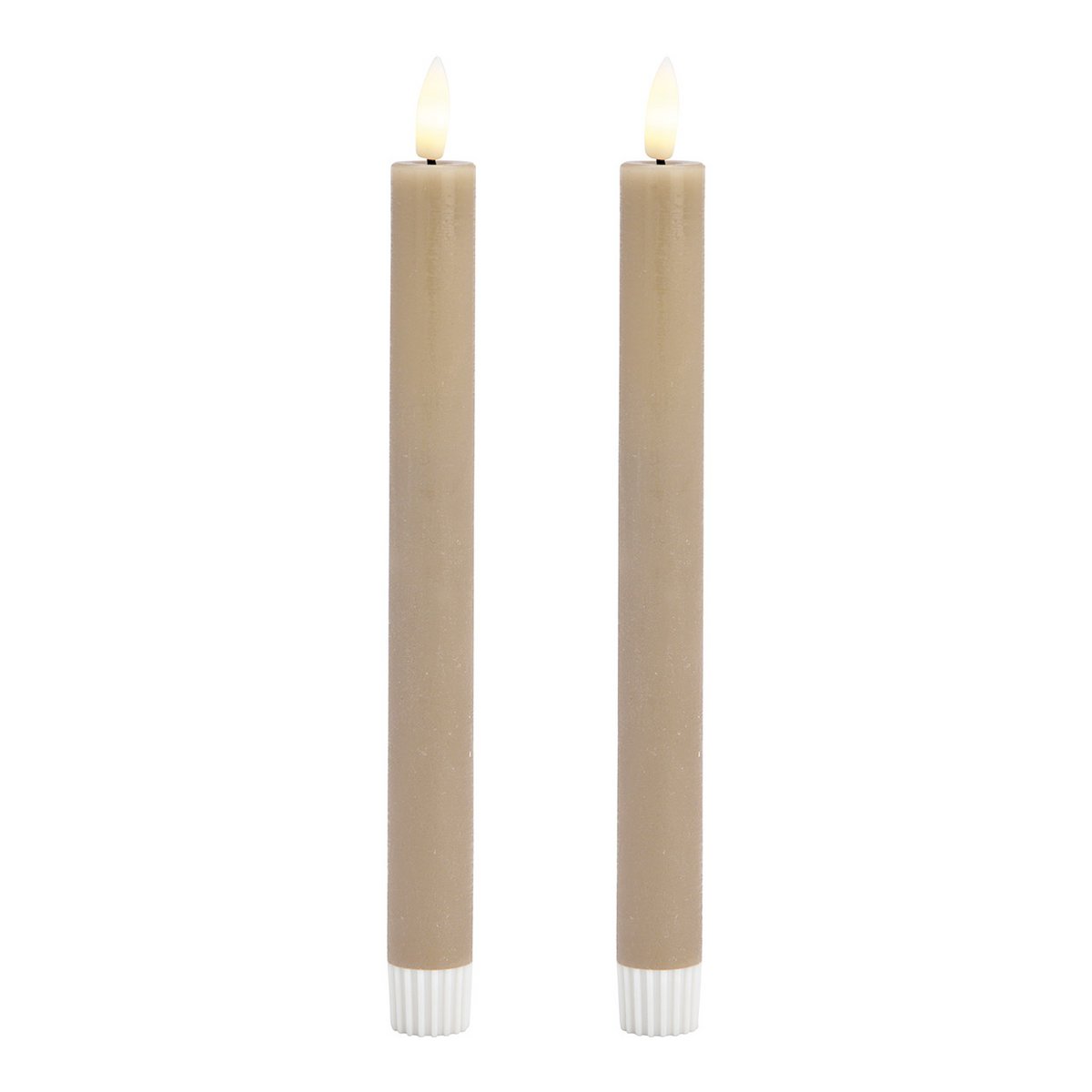 Bougie bâton LED, lot de 2, en cire beige (L/H/P) 2x24x2cm avec arrêt/minuterie, fonctionnement sur piles 2xAAA non incluses