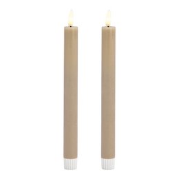 Bougie bâton LED, lot de 2, en cire beige (L/H/P) 2x24x2cm avec arrêt/minuterie, fonctionnement sur piles 2xAAA non incluses