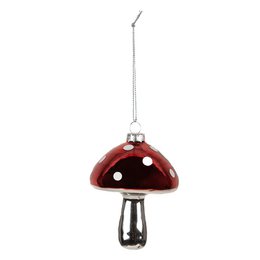 Colgante navideño Seta Ø 7x9 cm Rojo Cristal Decoración para árbol de Navidad