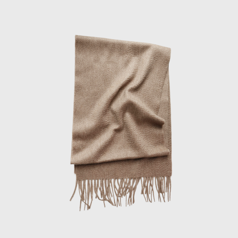 Fin vævet - 100% cashmere vævet tørklæde med frynser