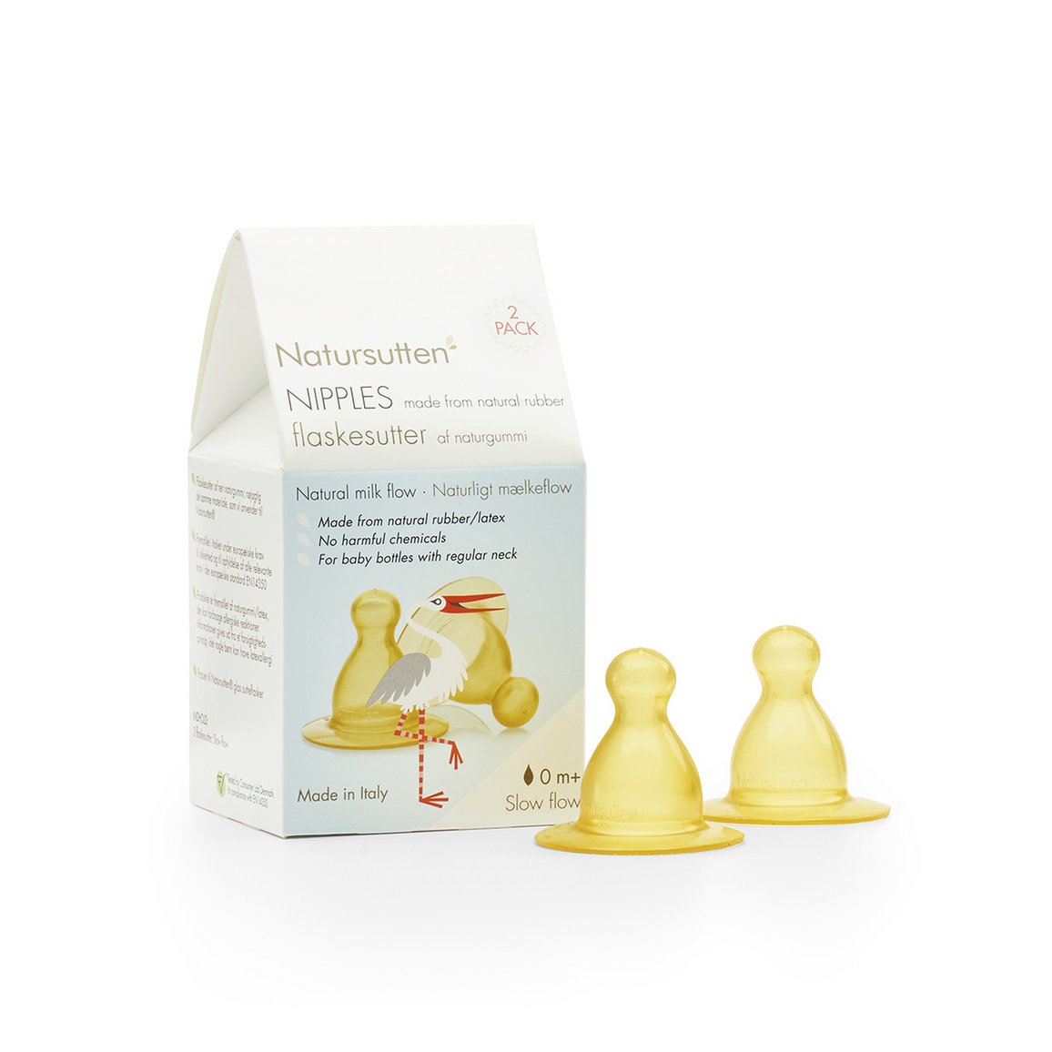 Natursutten bottle teats slow flow 0+ months, 2 pieces