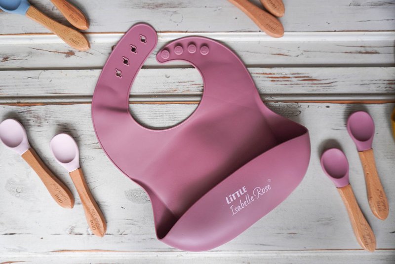 Silicone bib dark pink 30x23 cm Little Isabelle Rose