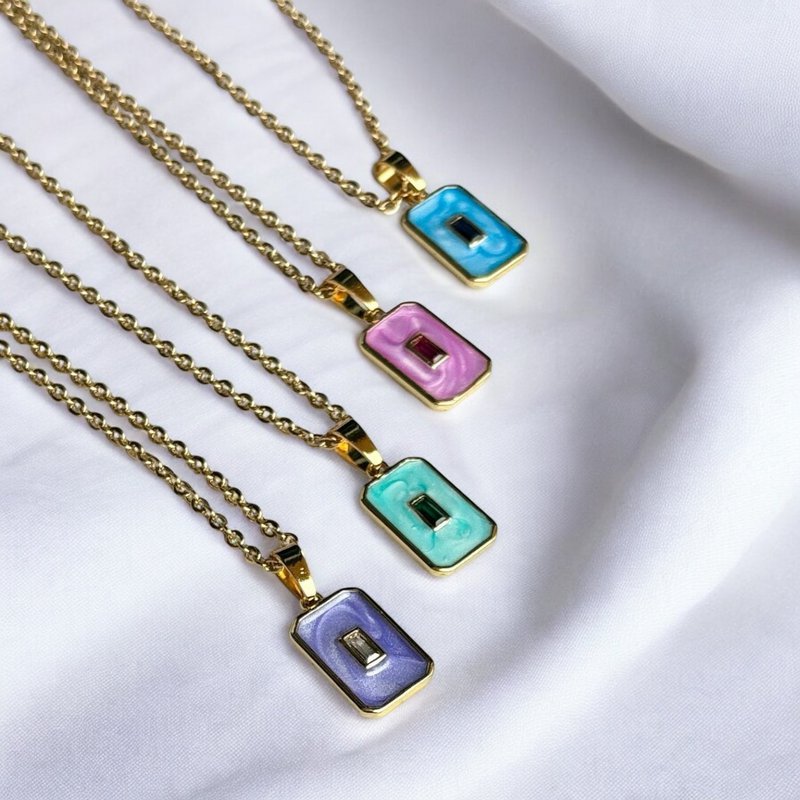 Pastel Gemstone Glow – Pastel Zircon Pendant halskæde