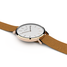Elegant gold rose and silver watch with a classic round face and leather strap.