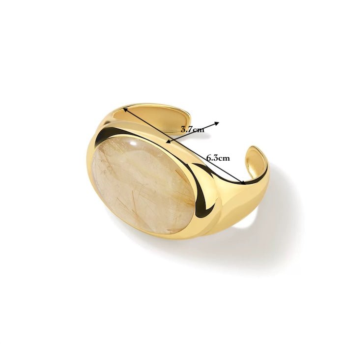 Fed minimalistisk guldrutileret kvarts bred bangle