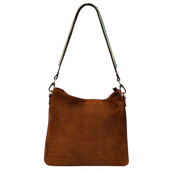 BOHO IBIZA BAG - Mint Ivory shoulder strap (70cm) + Suede bag (Cognac)