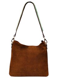 BOHO IBIZA BAG - Mint Ivory Schultergurt (70cm) + Wildledertasche (Cognac)