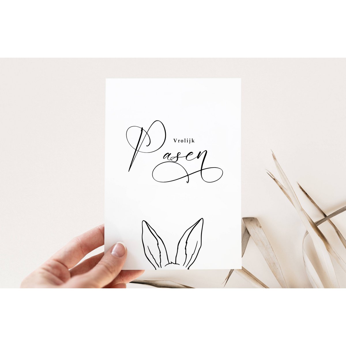 Påskekort - Glædelig påske - Kaninører, minimalistisk påskekort, påskekort, Glædelig påskekort, A6-kort