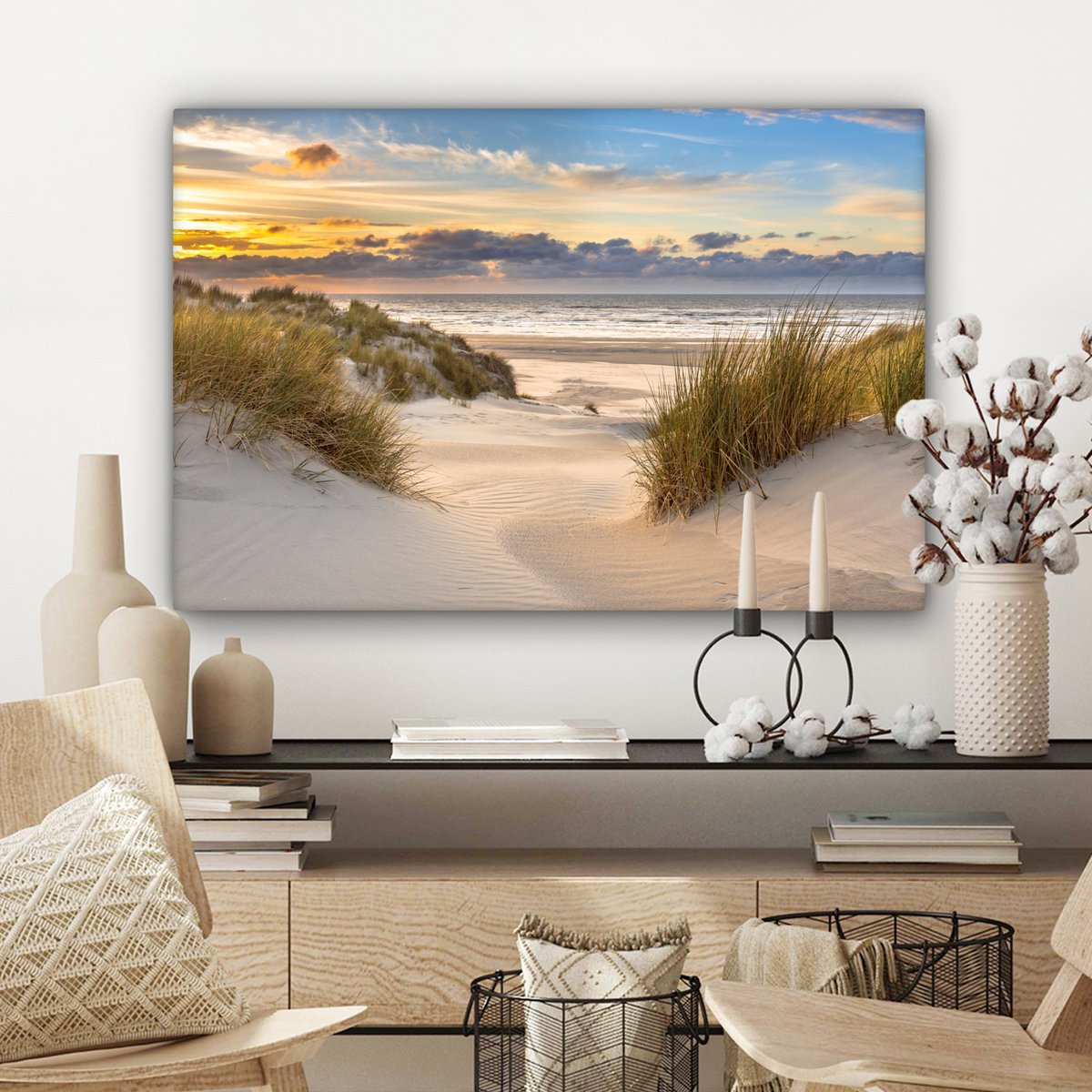 Pintura de lona - Decoración de la pared Beach - Dune - Grass - Sunset - Sala de decoración de la pared - Decoración del dormitorio - Accesorios de habitaciones - Pinturas sobre lienzo