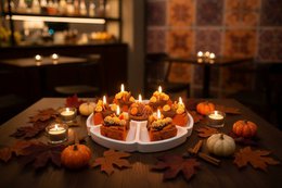 LAVURI Pittige Pompoen Dessertkaarsentaartset – 6 + 1