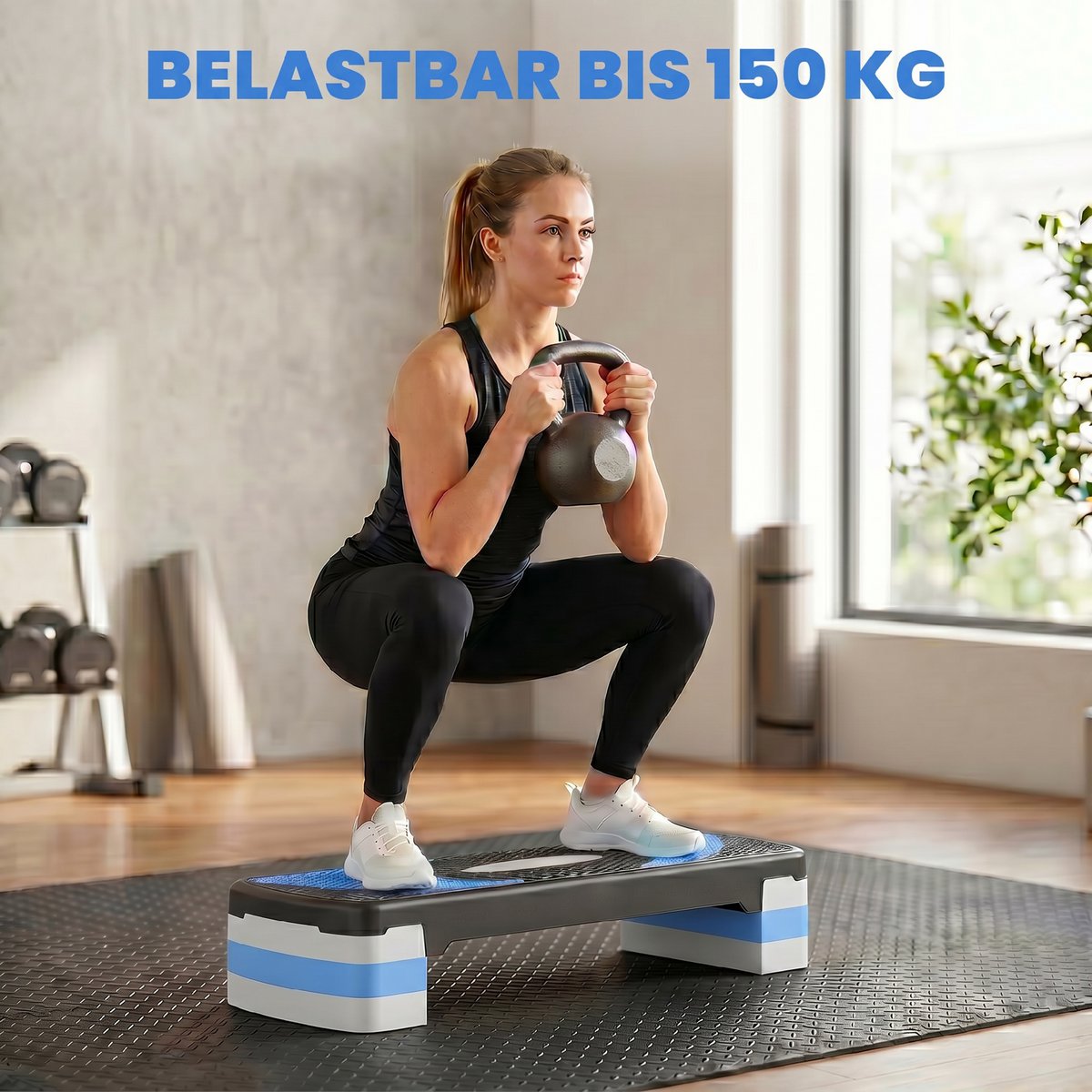 Aerobic stepper 3-stage height adjustable 80 x 31 x 20 cm black + gray