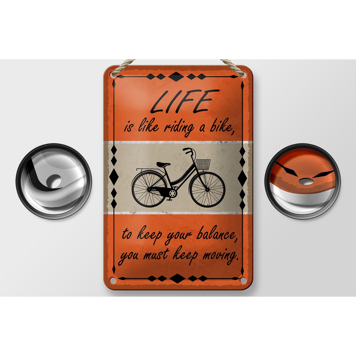 Tin sign saying 12x18cm Life is like riding a bike decoration