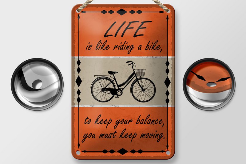 Tin sign saying 12x18cm Life is like riding a bike decoration