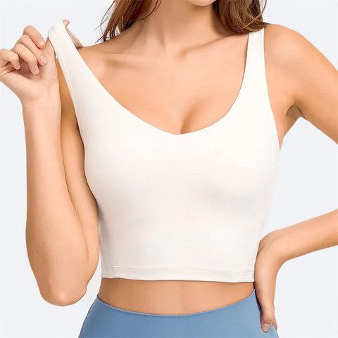 Nepoagym PASSION Tanktop mit Ablage, integriertem BH, Crop-Top mit herausnehmbarer Polsterung, langer Sport-BH für Yoga, Fitnessstudio