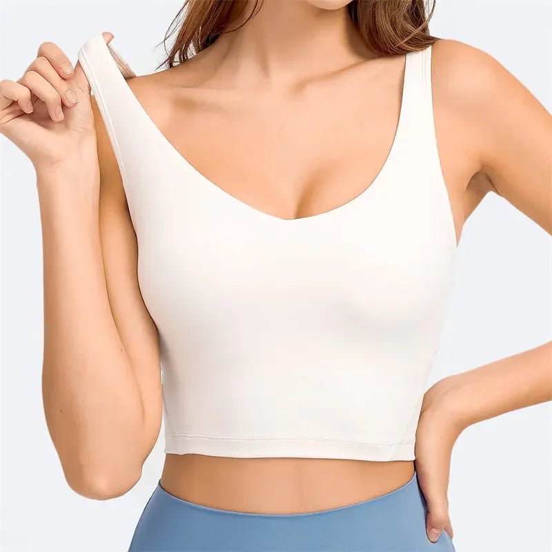 Camiseta sin mangas Nepoagym PASSION con estante, sujetador integrado, Top corto con acolchado extraíble, sujetador deportivo palangre para Yoga y gimnasio