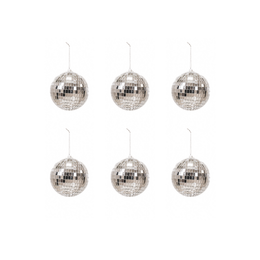Weihnachtsdekoration – Weihnachtshänger – Discokugel – Schaumstoff – 6er-Set – Silber – 6 x 6 x 6 cm