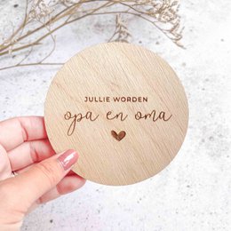 Jullie worden opa en oma - houten cirkel