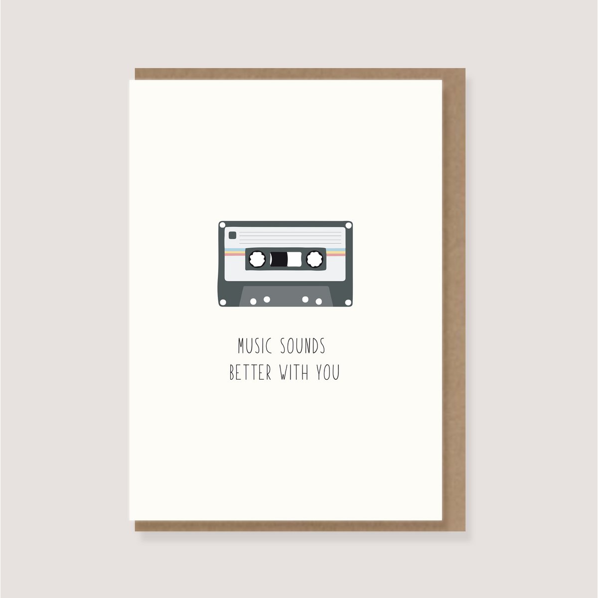Klappkarte mit Umschlag - "Kassette - Music sounds better with you"