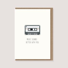 Klappkarte mit Umschlag - "Kassette - Music sounds better with you"