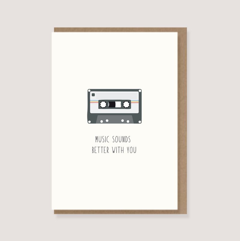 Klappkarte mit Umschlag - "Kassette - Music sounds better with you"