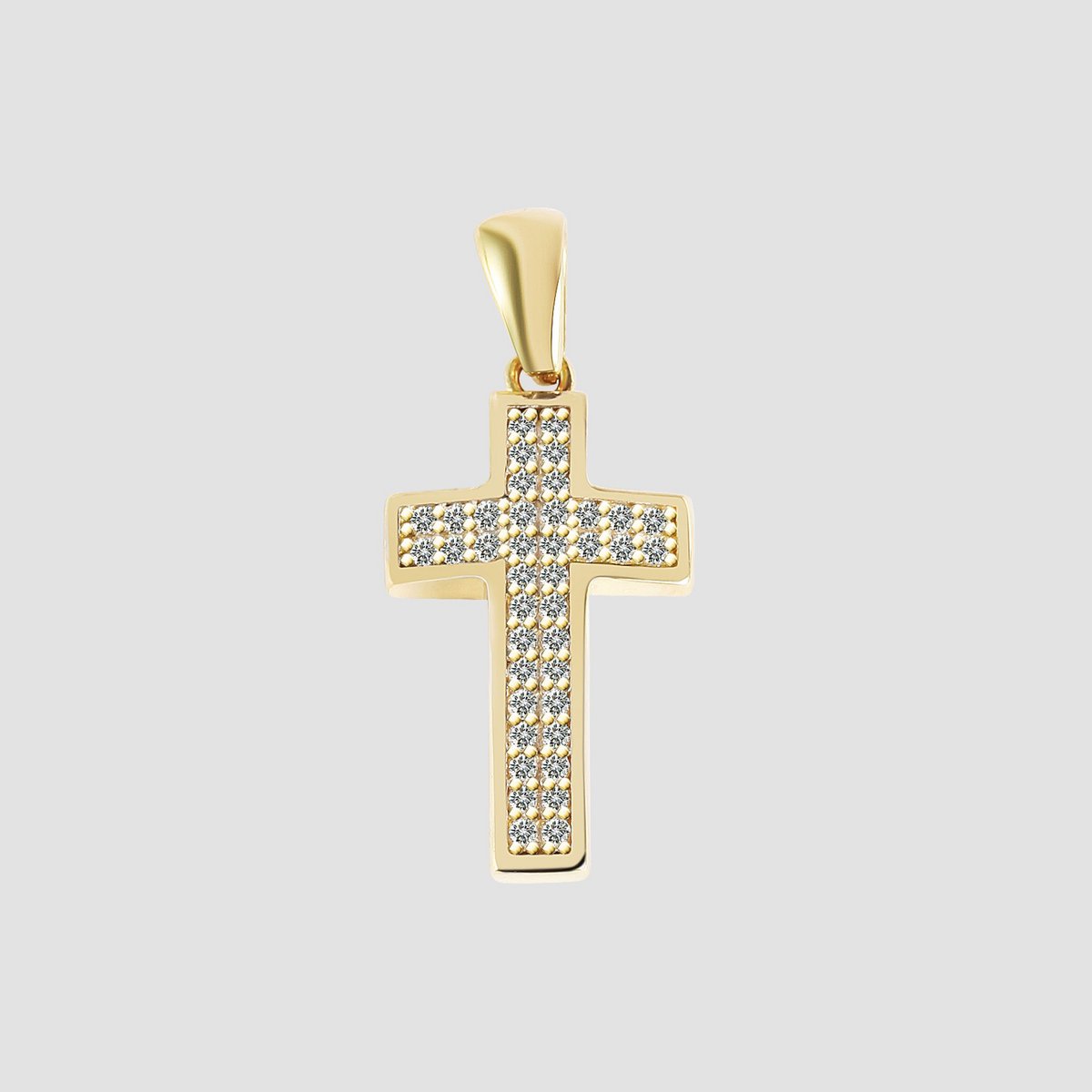 375/- guldvedhæng "Walli" uden kæde, kryds med zirkoniakant, 9 karat, gult guld