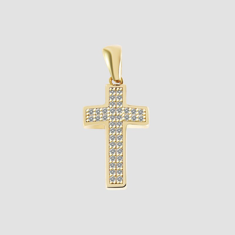 375/- guldvedhæng "Walli" uden kæde, kryds med zirkoniakant, 9 karat, gult guld