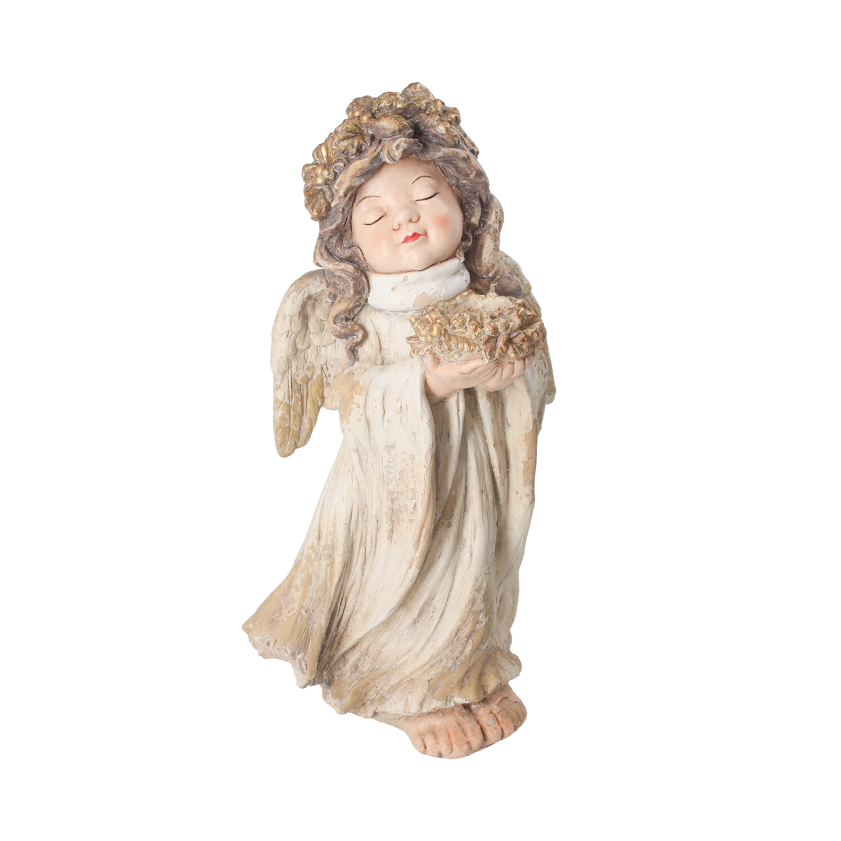 Angel candle holder in ivory resin h 55x32x27 cm