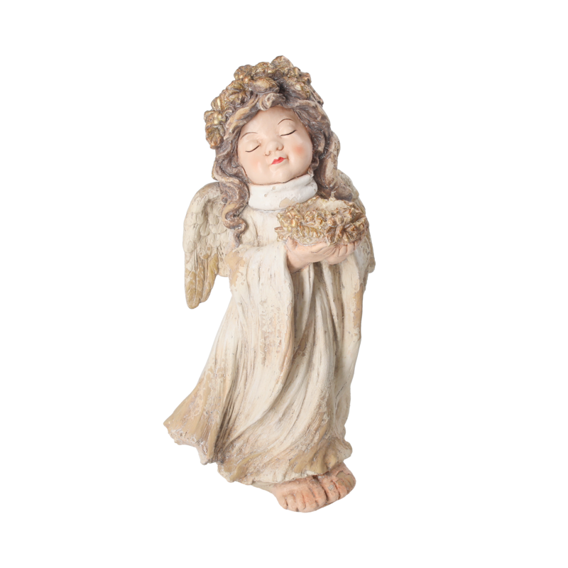 Angel candle holder in ivory resin h 55x32x27 cm
