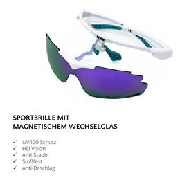 SUNUP Sæt Magnet Sports Solbriller Mat Hvid / Fuld Revo Lilla