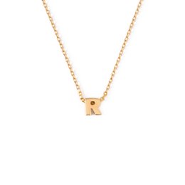 Gold-plated pendant necklace with letter 'R' charm.