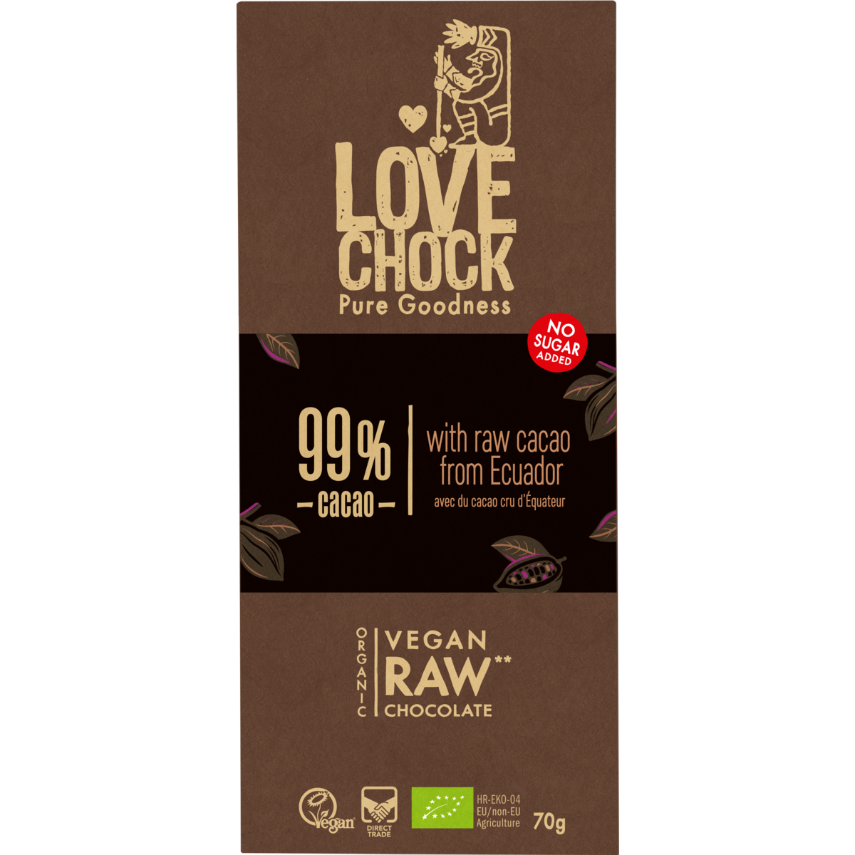 99% chocolate sin azúcar - Orgánico, crudo, vegetal y sostenible