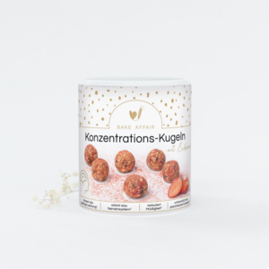 Vitamin mixture concentration balls with strawberries