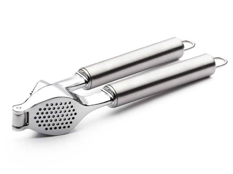 Garlic press with tubular handles