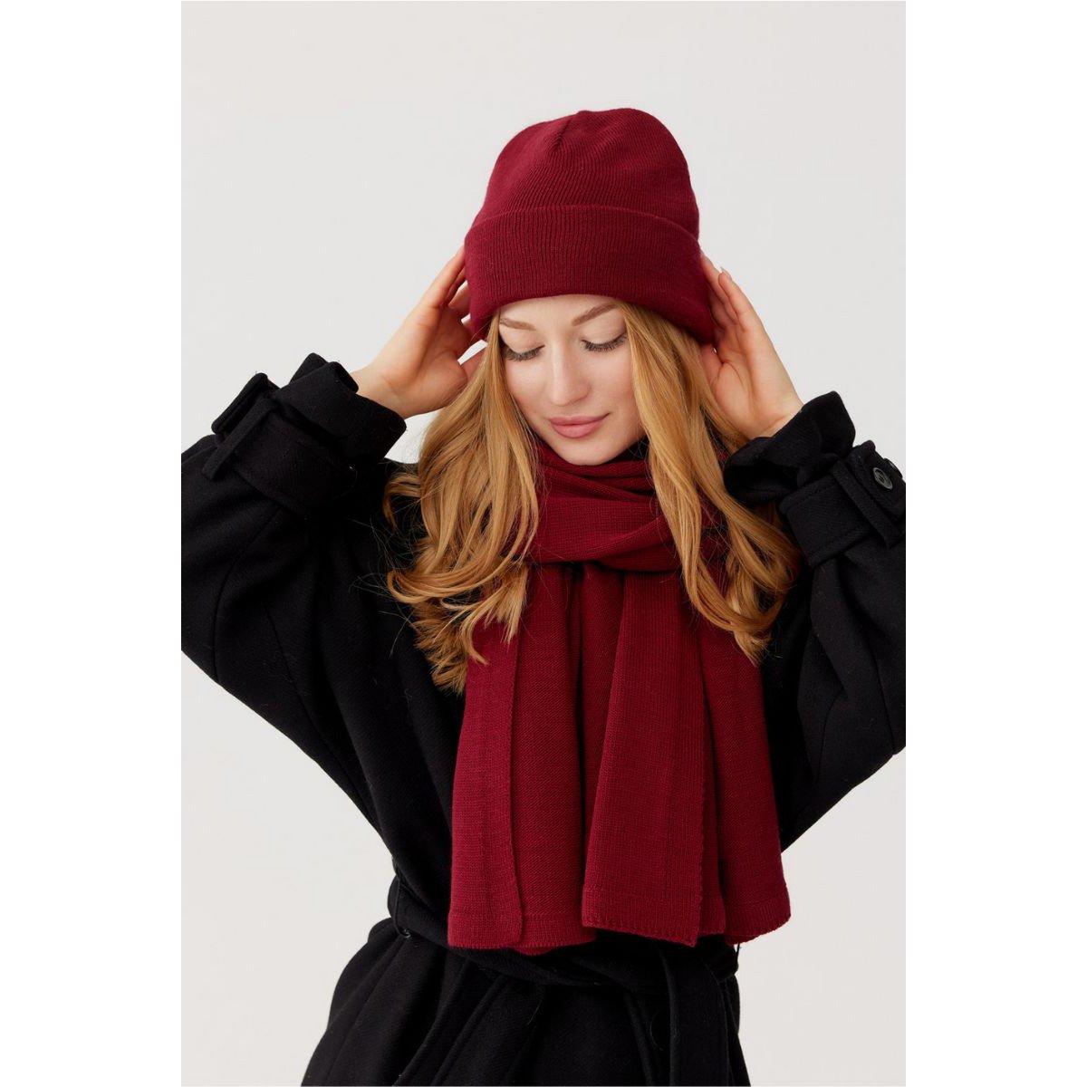 PENELOPE scarf – 100% merino wool – burgundy